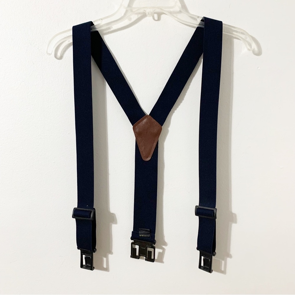 The Original Perry Suspenders Wide Elastic Straps Plastic Clips Leather Patch